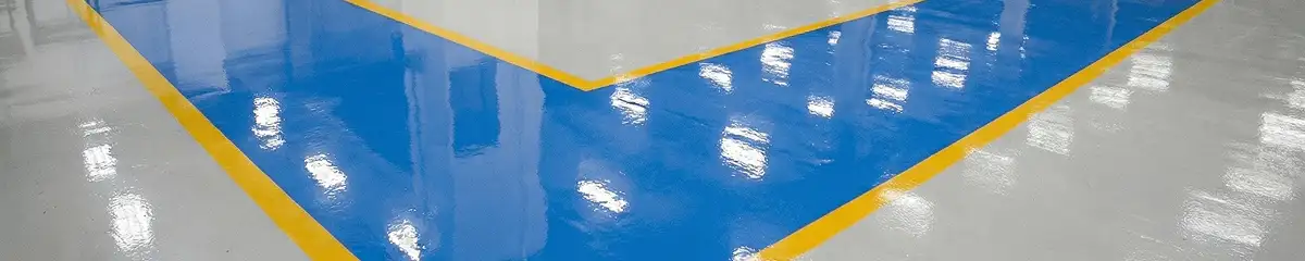 A factory floor professionally covered and marked with epoxy flooring in Philadelphia, PA